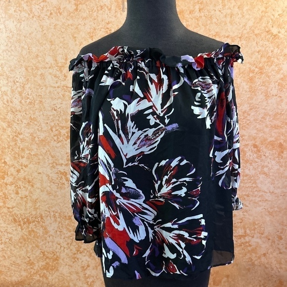 PARKER Floral Off Shoulder Blouse size Small - Picture 1 of 9